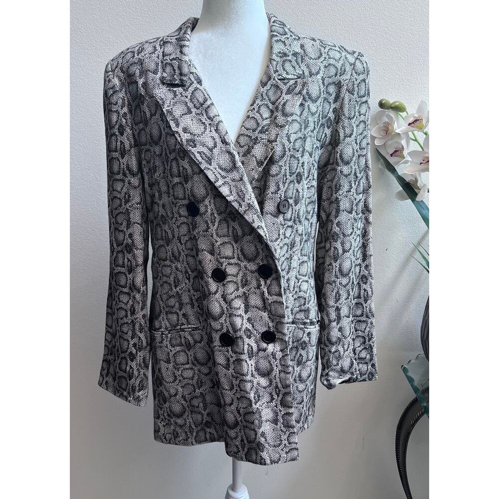 Vintage Chad Stevens Black Gray Snakeskin Women's Blazer Jacket Size 12 Mobwife